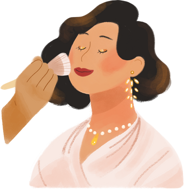 Soft Textured Hand Putting Blush on Bride with Brush